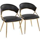 Jie Dining Chair in Gold & Black Leatherette (Set of 2)
